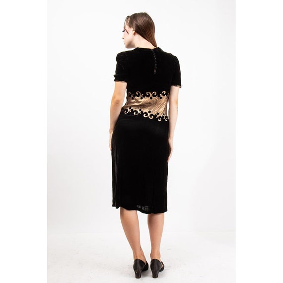 1930s dress / Vintage black silk velvet and bias … - image 8