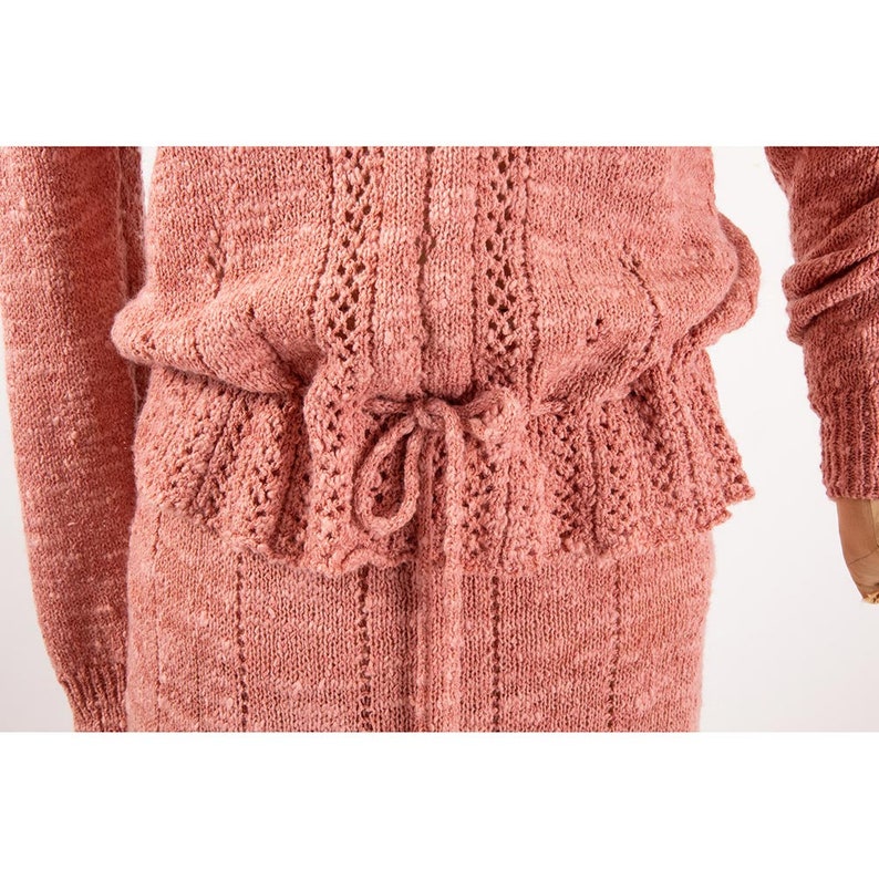 Vintage knitwear sweater skirt set / 1980s Marisa Christina dusty rose pink 2 piece / M image 7