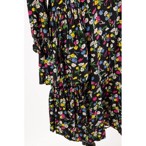 1930s dress / Vintage novelty print silk dark floral / Gardening theme / M image 10