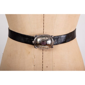 Vintage Paquette silver turtle adjustable belt / S M L image 2