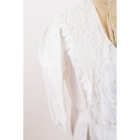 Vintage white middy style blouse / 1980s does 192… - image 3