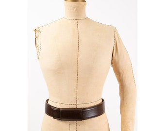 Vintage Azzedine Alaia brown leather waist belt sliding leather cover / M L