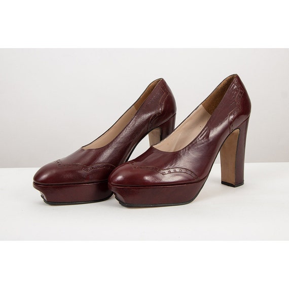 1970s Platform shoes / Vintage ox blood MIGNANI w… - image 1