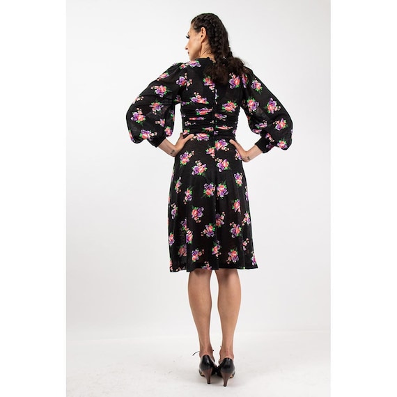 Vintage Fiorucci dress / 1970s dark floral print … - image 7