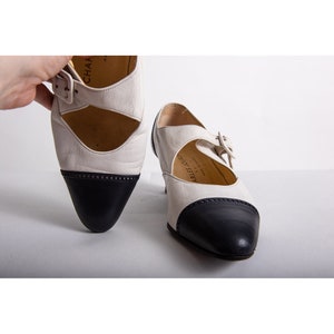 Vintage Charles Jourdan Paris leather spectator style shoes / 1980s does 1920s heeled oxfords / 6 image 7