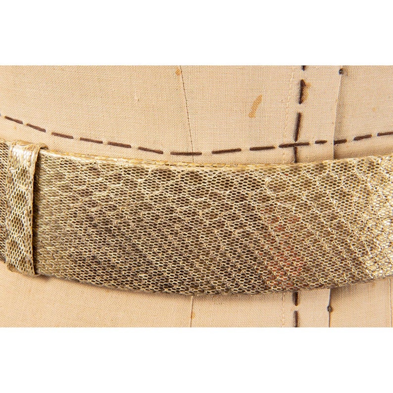 Vintage unsigned Judith Leiber gold snakeskin belt / 1980s crystal studded buckle image 6