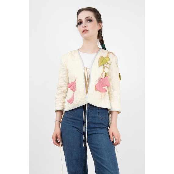 Vintage Bill Gibb silk applique jacket / 1970s Mus