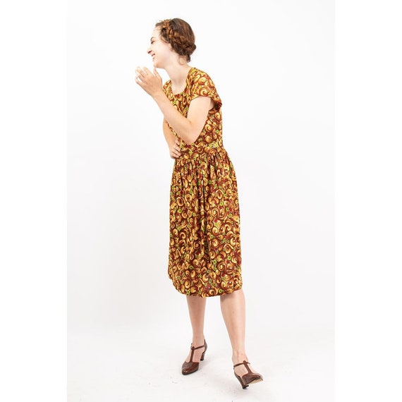 1940s dress / Vintage rayon jersey novelty floral