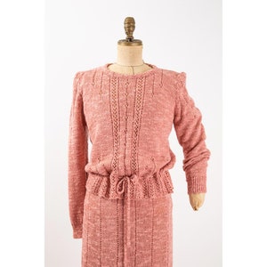 Vintage knitwear sweater skirt set / 1980s Marisa Christina dusty rose pink 2 piece / M image 6