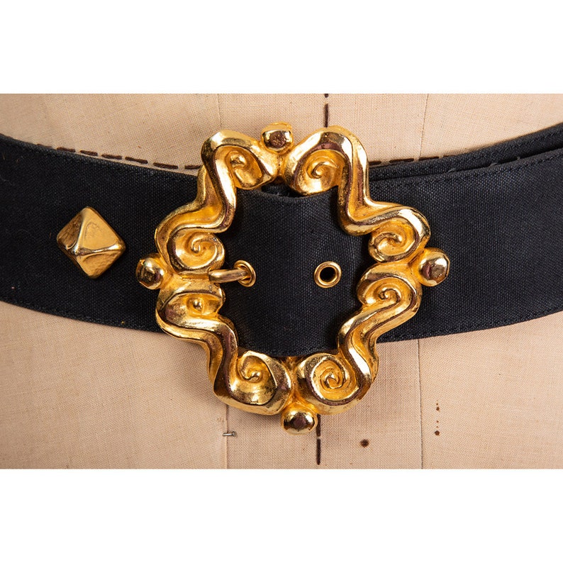 Vintage 1990s Christian Lacroix baroque statement gold belt with studs image 3