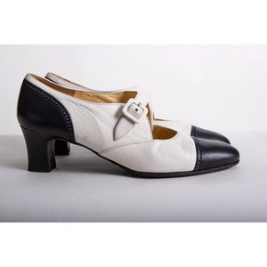 Vintage Charles Jourdan Paris leather spectator style shoes / 1980s does 1920s heeled oxfords / 6 image 4