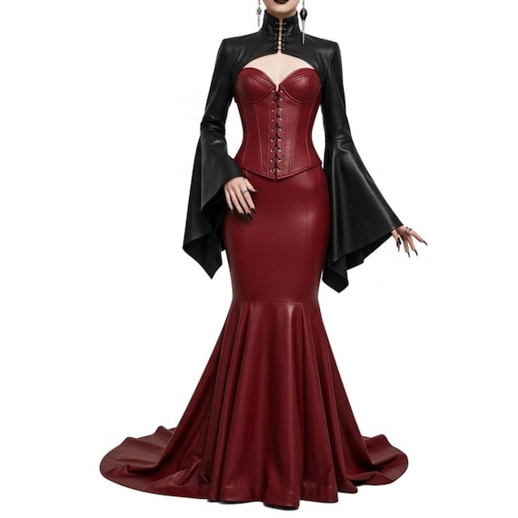 Gothic Red Leather Gown | Steampunk Corset Fishtail Dress | Vampire Halloween  Costume  Renaissance Cosplay & Gift for Her - Etsy Australia