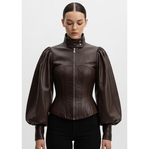 【MSGM】fake leather Puff sleeve イタリア製 MSGM】fake leather Puff sleeve shirtイタリア