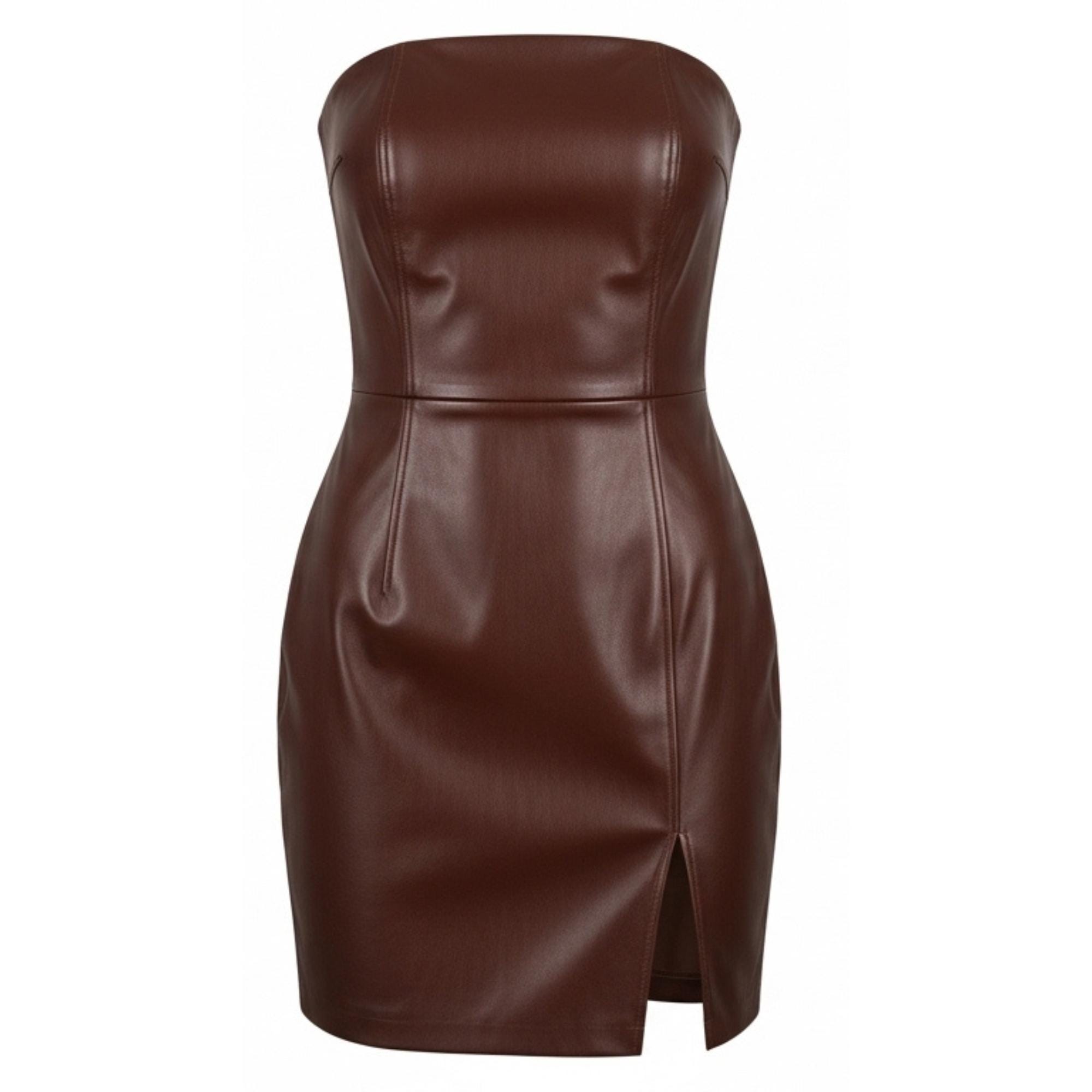 brown strapless leather dress Mare Mare