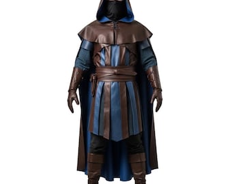 Dark Fantasy-kostuum | Middeleeuws moordenaarskleed | Schurkenmantel met capuchon – LARP-cosplayoutfit en Renaissance Faire-cadeau voor hem/haar