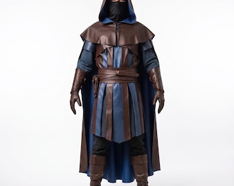 Disfraz de fantasía oscura / Túnica de asesino medieval / Capa de pícaro con capucha - Traje de cosplay LARP y regalo de feria renacentista para él/ella