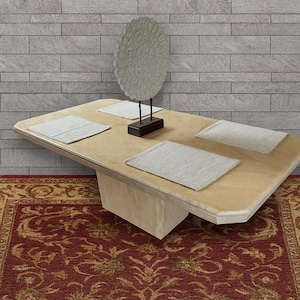 Mid-Century Modern Travertine Pedestal Dining Table – Italian Design, MINT