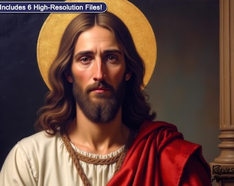 Jesus Christus mit goldenem Heiligenschein | Digitaler Download | Inspiriert durch die Sakrale Kunst der Renaissance Christliche Wandkunst | Glaube Wohnkultur