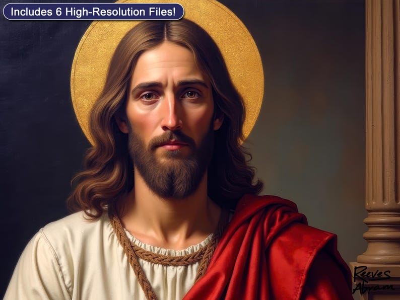 Jesus Christ with Golden Halo | Digital Download | Inspired by Renaissance Sacred Art | Christian Wall Art | Faith Home Decor