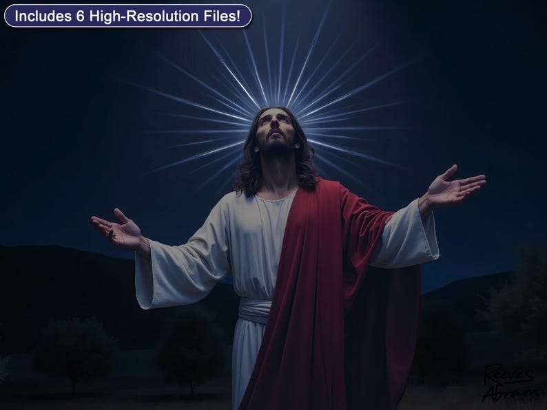 Jesus Praying in Gethsemane Printable - Not My Will but Yours Christian Wall Art | Lent & Holy Week Decor