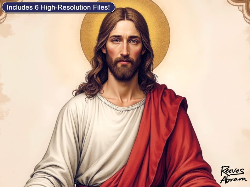 Christ with Golden Halo | Digital Download | Christian Wall Art | Inspired by Renaissance Artwork | Faith Home Decor