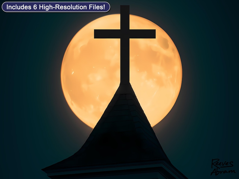 Church Steeple Moon | Digital Download | Christian Wall Art | Faith Home Decor