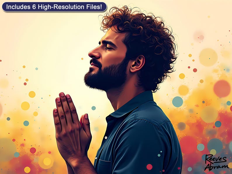 Praying Man Abstract Illustration | Digital Download | Christian Wall Art | Faith Home Decor