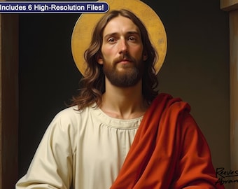 Christus am Eingang mit goldenem Heiligenschein | Digitaler Download | Christliche Wandkunst | Renaissance inspiriert | Sacred Jesus Kunst | Glaube Wohnkultur