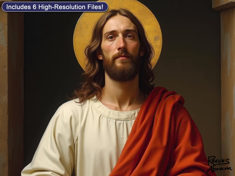 Christ at the Doorway with Golden Halo | Digital Download | Christian Wall Art | Renaissance Inspired | Sacred Jesus Art | Faith Home Decor