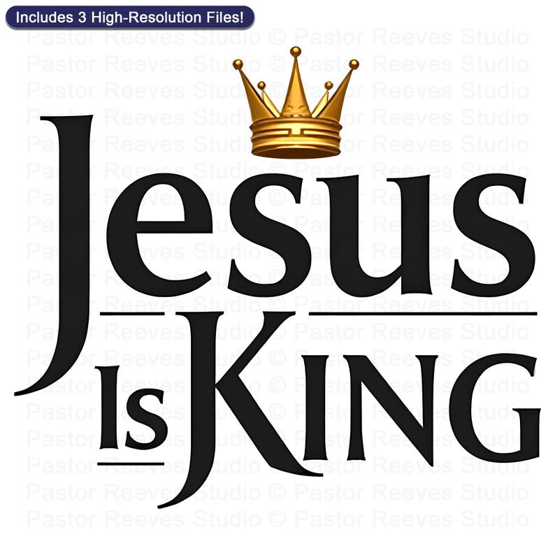 Jesus Is King Christian Shirt Design | Crown Christian Wall Art Printable | Christian Gift | King of Kings Faith Design | POD Graphic