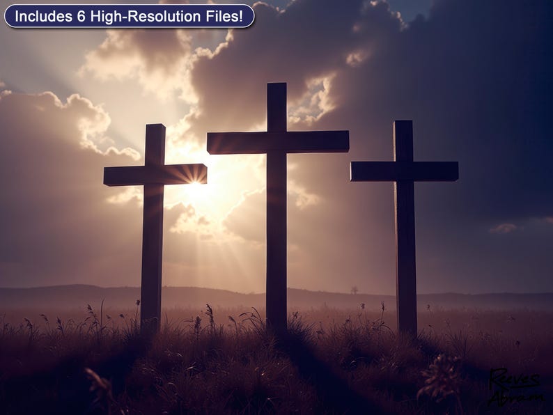 Three Crosses at Calvary Printable - Darkness Over the Land | Good Friday Christian Wall Art
