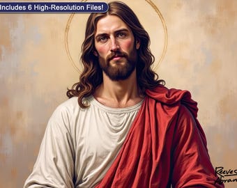 Jesus mit Gold Halo | Digitaler Download | Christliche Wandkunst | Renaissance inspiriert | Heiliger Christus Porträt | Glaube Wohnkultur