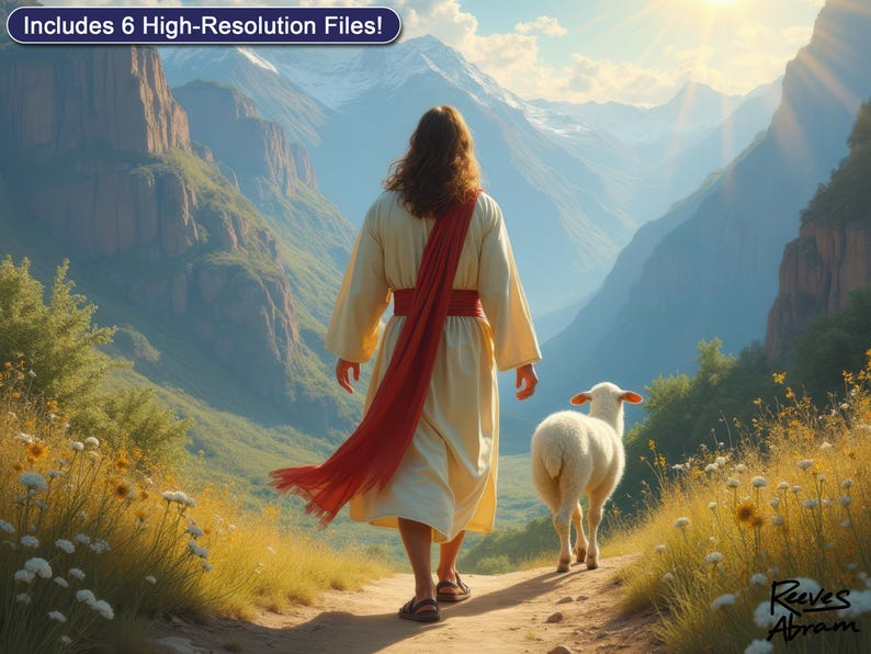 Shepherd of Peace | Digital Download | Jesus & Lamb Print | Christian Home Decor | Faith Wall Art