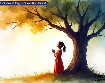 Gebetsvolle Betrachtung in der Natur | Digitaler Download | Christliche Wandkunst | Glaube Dekor