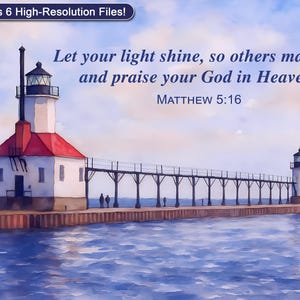 Lighthouse Scripture Art | Matthew 5:16 Coastal Print (Digital Download)
