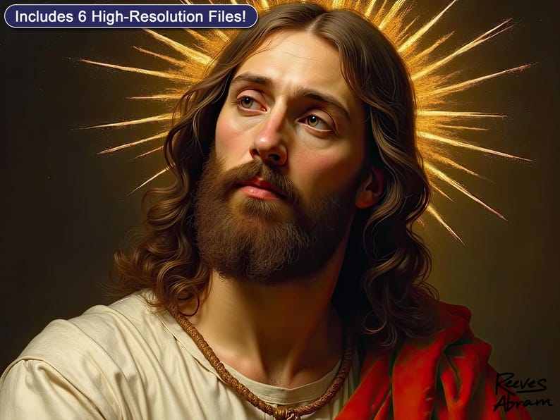 Jesus Christ Portrait | Sacred Halo Illustration (Digital Download)