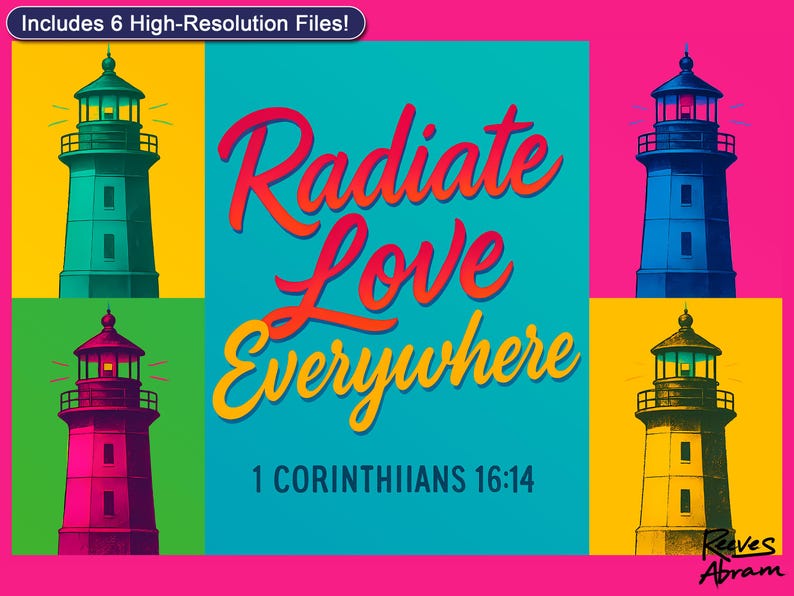 Radiate Love Everywhere | Digital Download | Christian Pop Art | Faith Wall Art
