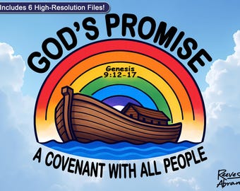 Gottes Versprechen im Regenbogen | Digitaler Download | Arche Noah | Bibel, Genesis 9:12–17 | Christliche Wandkunst | Glaube Wohnkultur