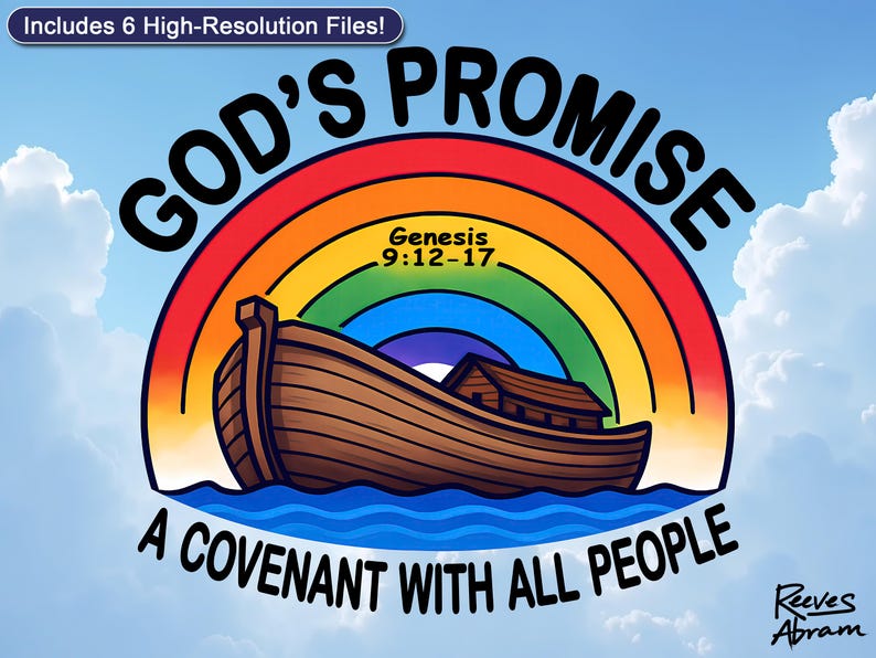 God's Promise in the Rainbow | Digital Download | Noah's Ark | Bible, Genesis 9:12–17 | Christian Wall Art | Faith Home Decor