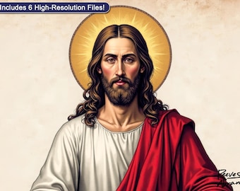Jesus Christus und Goldhalo | Digitaler Download | Christliche Wandkunst | Renaissance inspiriert | Heiliger Christus Porträt | Glaube Wohnkultur