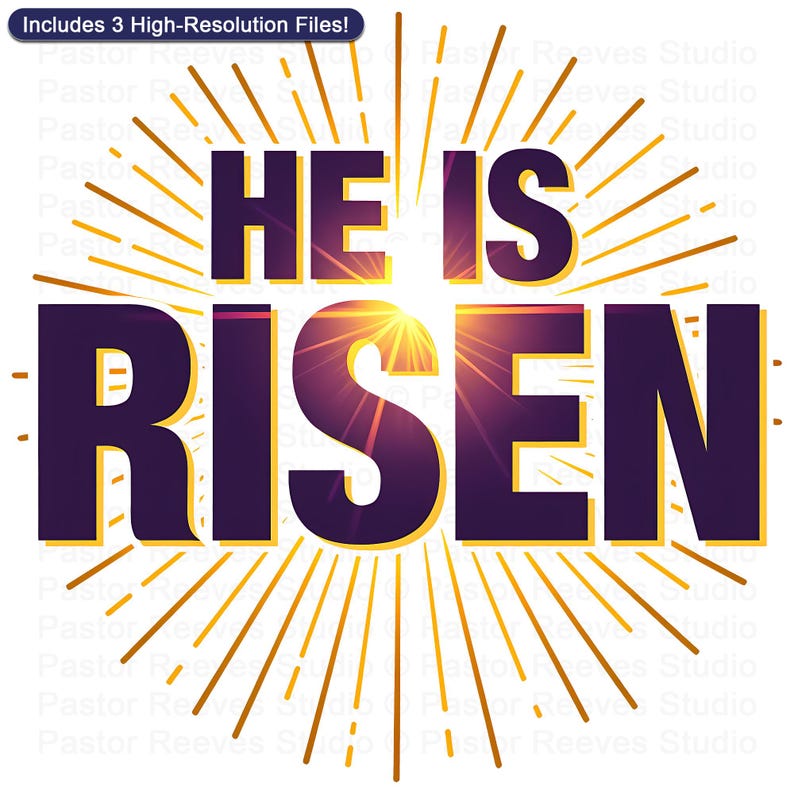 He Is Risen Sunburst Printable - Easter Resurrection Wall Art | Christian Faith Decor | Print On Demand