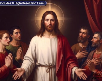 Auferstandener Christus unter seinen Anhängern Printable - Ostern Auferstehung Wandkunst | Christlicher Glaube Dekor Digitaler Download