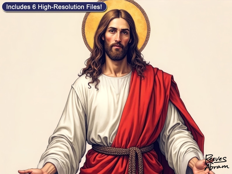 Welcoming Jesus Portrait | Digital Download | Christian Wall Art | Renaissance Inspired | Sacred Christ Portrait | Faith Decor