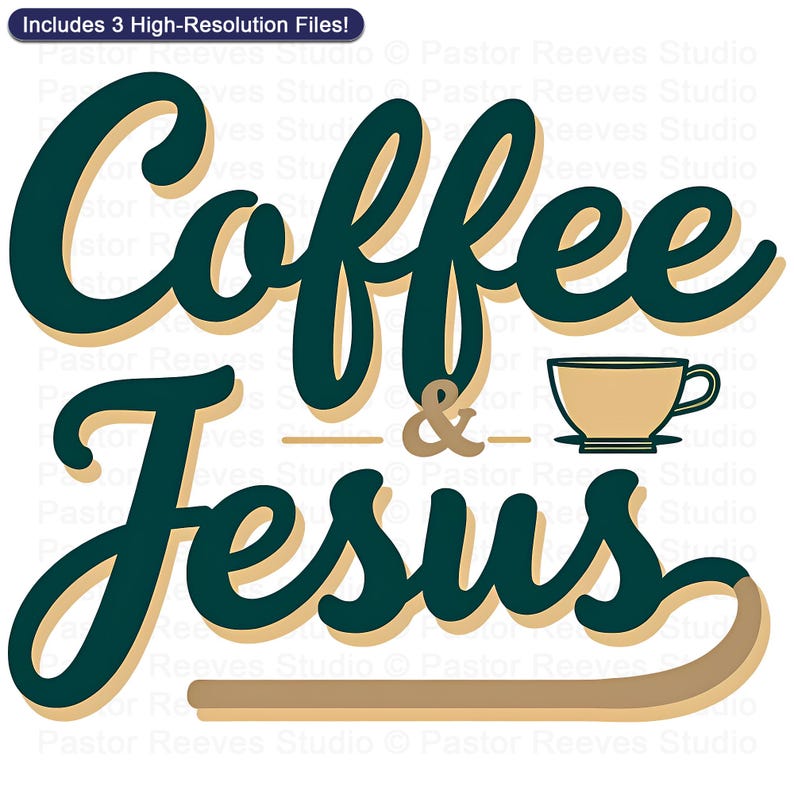 Coffee & Jesus - Print On Demand (POD) | Christian Artwork | Printable Shirt Design | Faith Wall Art (Digital Download)