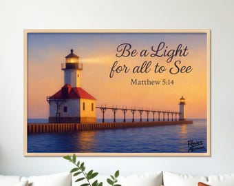 Be a Light - Matthew 5:14 | 36" x 24" Canvas (Horizontal) | Christian Wall Art | Inspirational Scripture