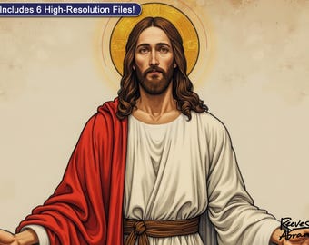 Jesus mit ausgebreiteten Armen | Digitaler Download | Christliche Wandkunst | Renaissance inspiriert | Heilige Christus Kunst | Glaube Dekor