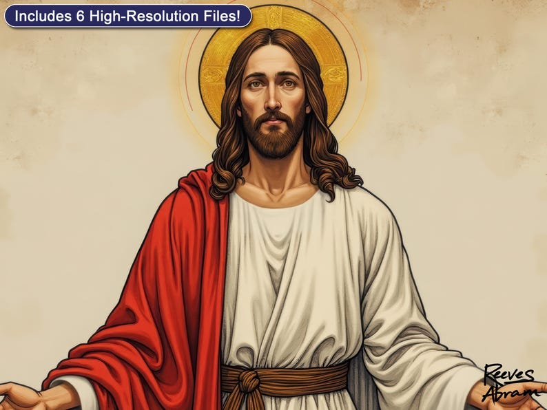 Jesus with Outstretched Arms | Digital Download | Christian Wall Art | Renaissance Inspired | Sacred Christ Art | Faith Decor