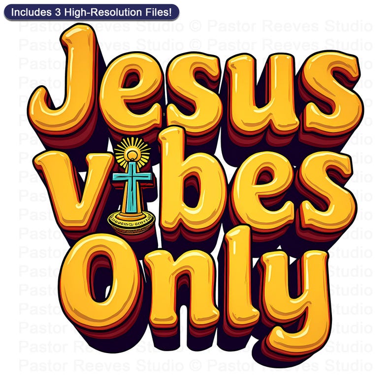 Jesus Vibes Only Christian Shirt Design | Retro Faith Printable | Jesus Wall Art Download | Youth Gift | POD Graphic