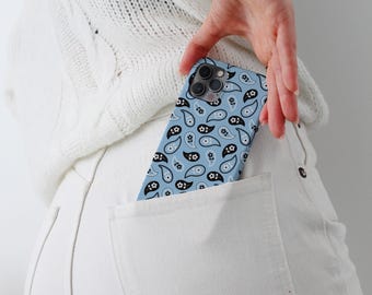 Blue Paisley iPhone Case, Glossy Bandana Phone Cover
