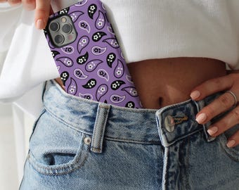 Purple Paisley Glossy iPhone Case Aesthetic Bandana Phone Case